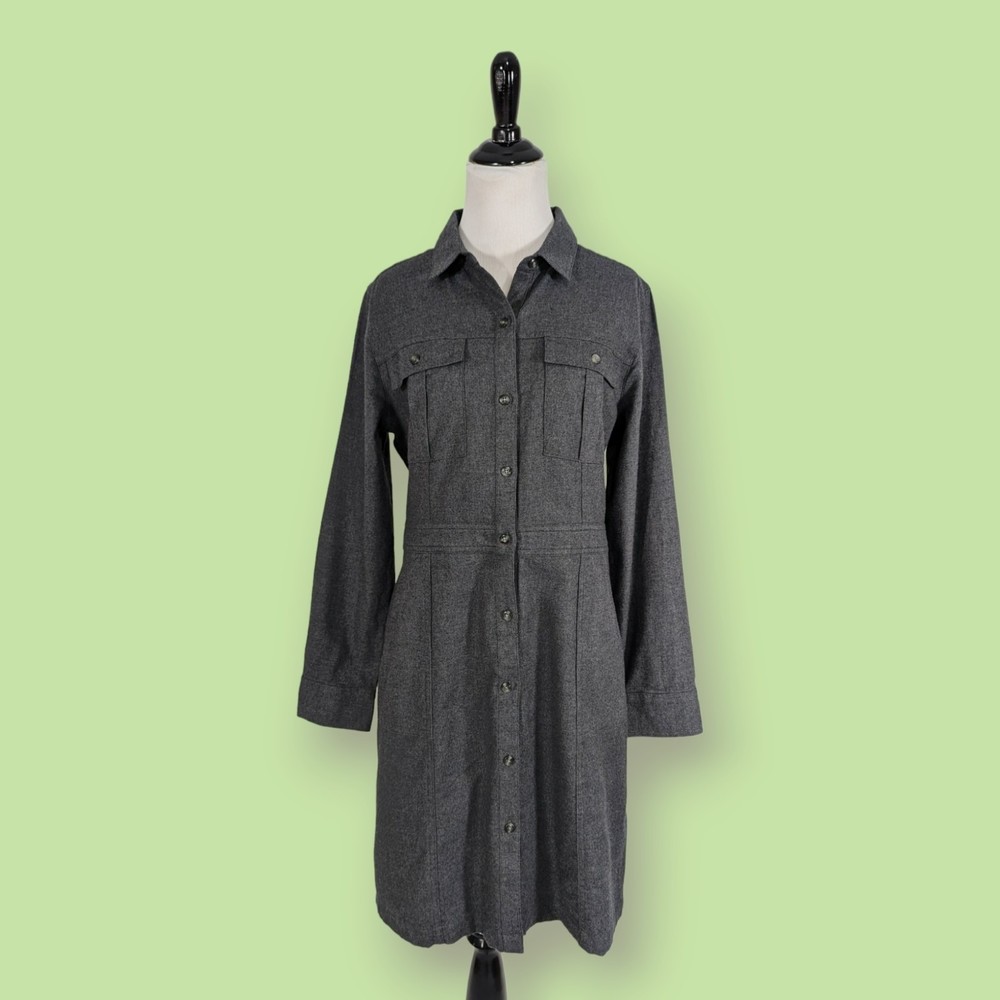 Untuckit For Her Women’s Cotton Utility‎ Shirt Dress 8 Charcoal Gray $128
